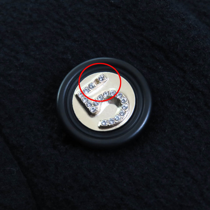 Pristine CHANEL collarless jacket Numbering Buttons black Women 34 21S P70545