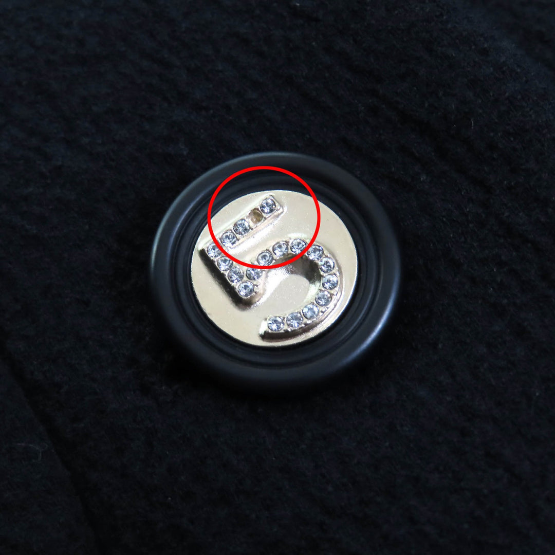 CHANEL collarless jacket Numbering Buttons black cotton 34 21S P70545