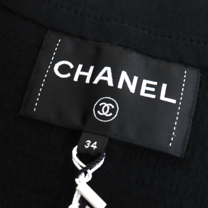 Pristine CHANEL collarless jacket Numbering Buttons black Women 34 21S P70545