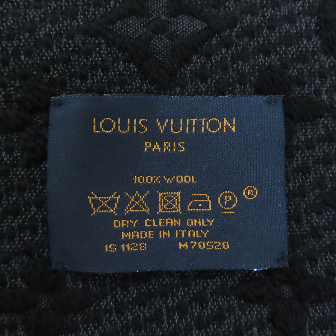 Great LOUIS VUITTON Scarf Monogram Classic black wool mens M70520