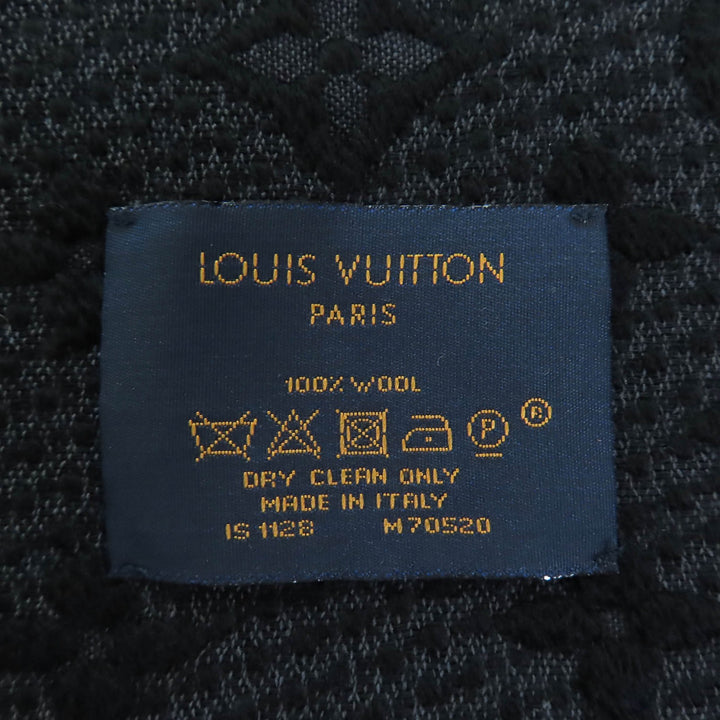 Great LOUIS VUITTON Scarf Monogram Classic black wool mens M70520