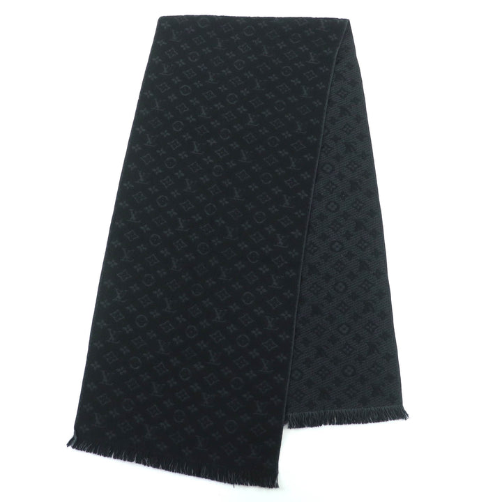 Great LOUIS VUITTON Scarf Monogram Classic black wool mens M70520