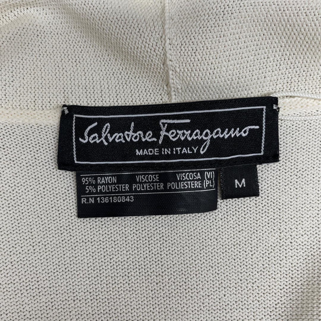 Pristine Salvatore Ferragamo cardigan GanciniMetal Front Open white Women M