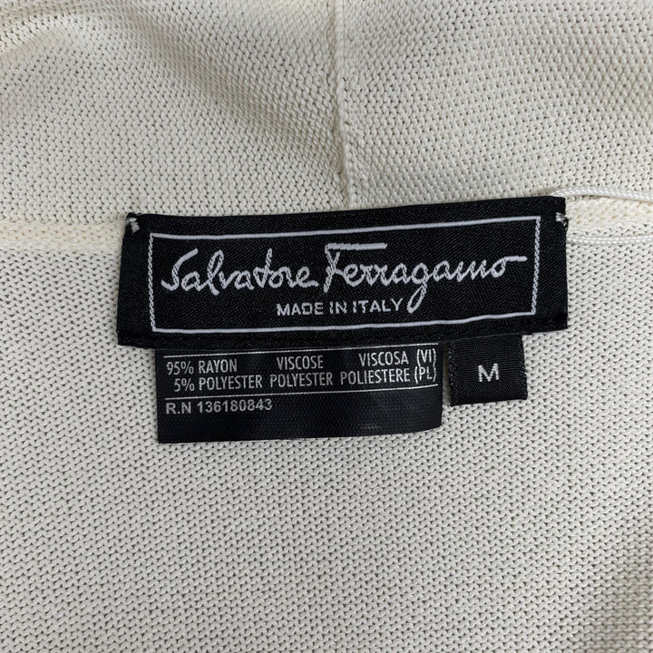 Pristine Salvatore Ferragamo cardigan GanciniMetal Front Open white Women M