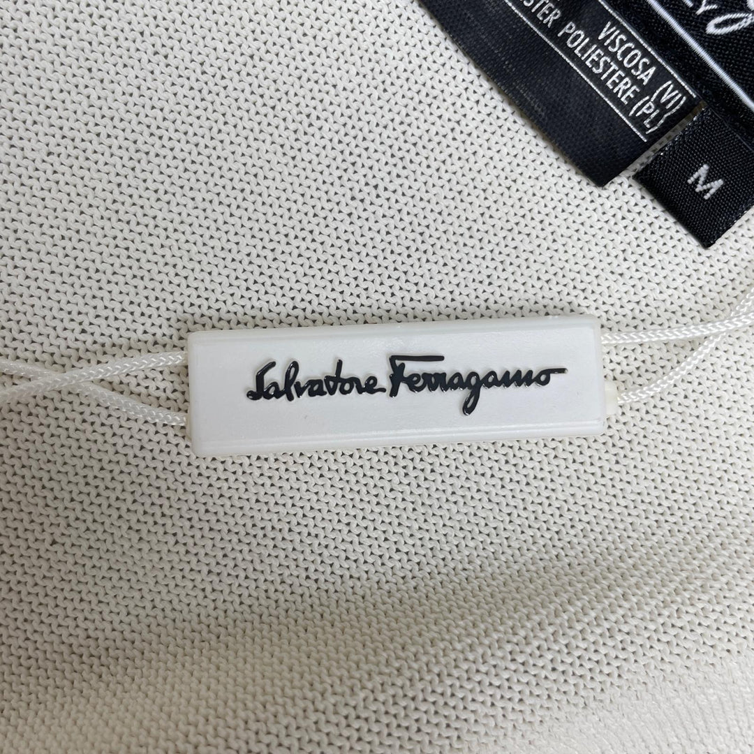 Pristine Salvatore Ferragamo cardigan GanciniMetal Front Open white Women M