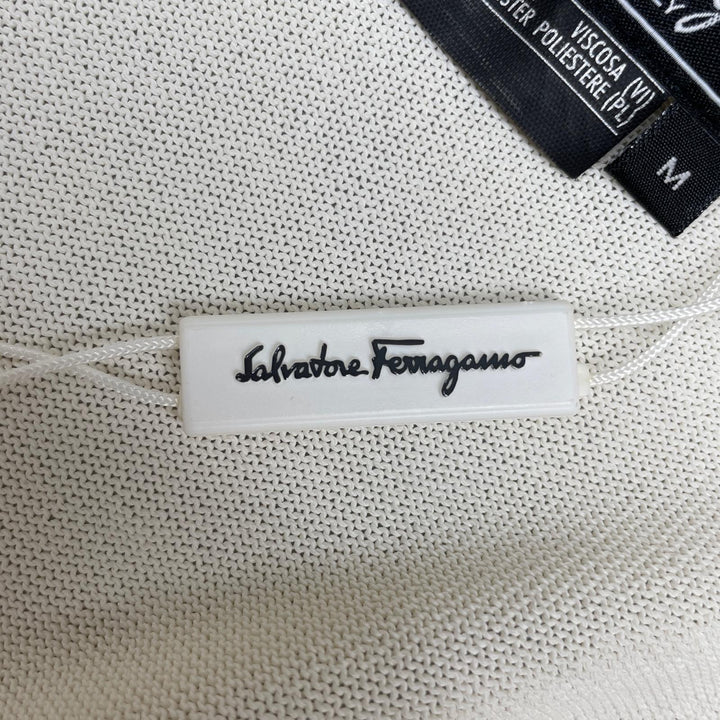 Pristine Salvatore Ferragamo cardigan GanciniMetal Front Open white Women M