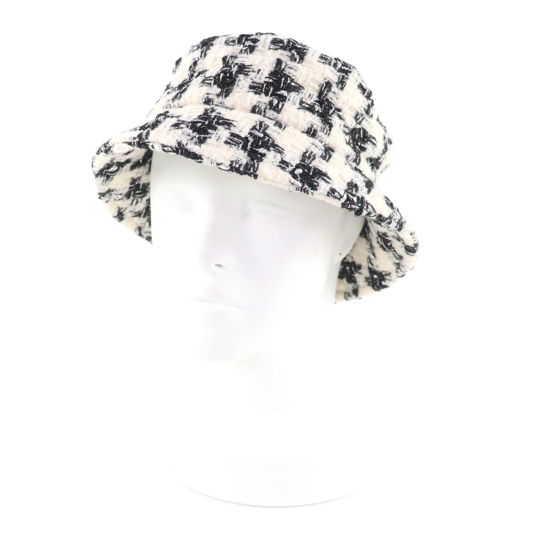 Excellent CHANEL hat White black wool Women M 20B