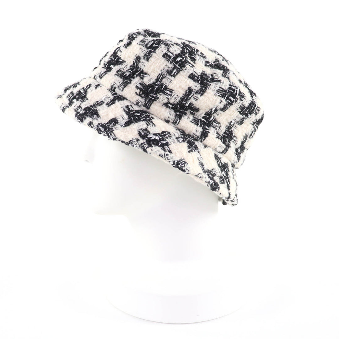 Excellent CHANEL hat White black wool Women M 20B
