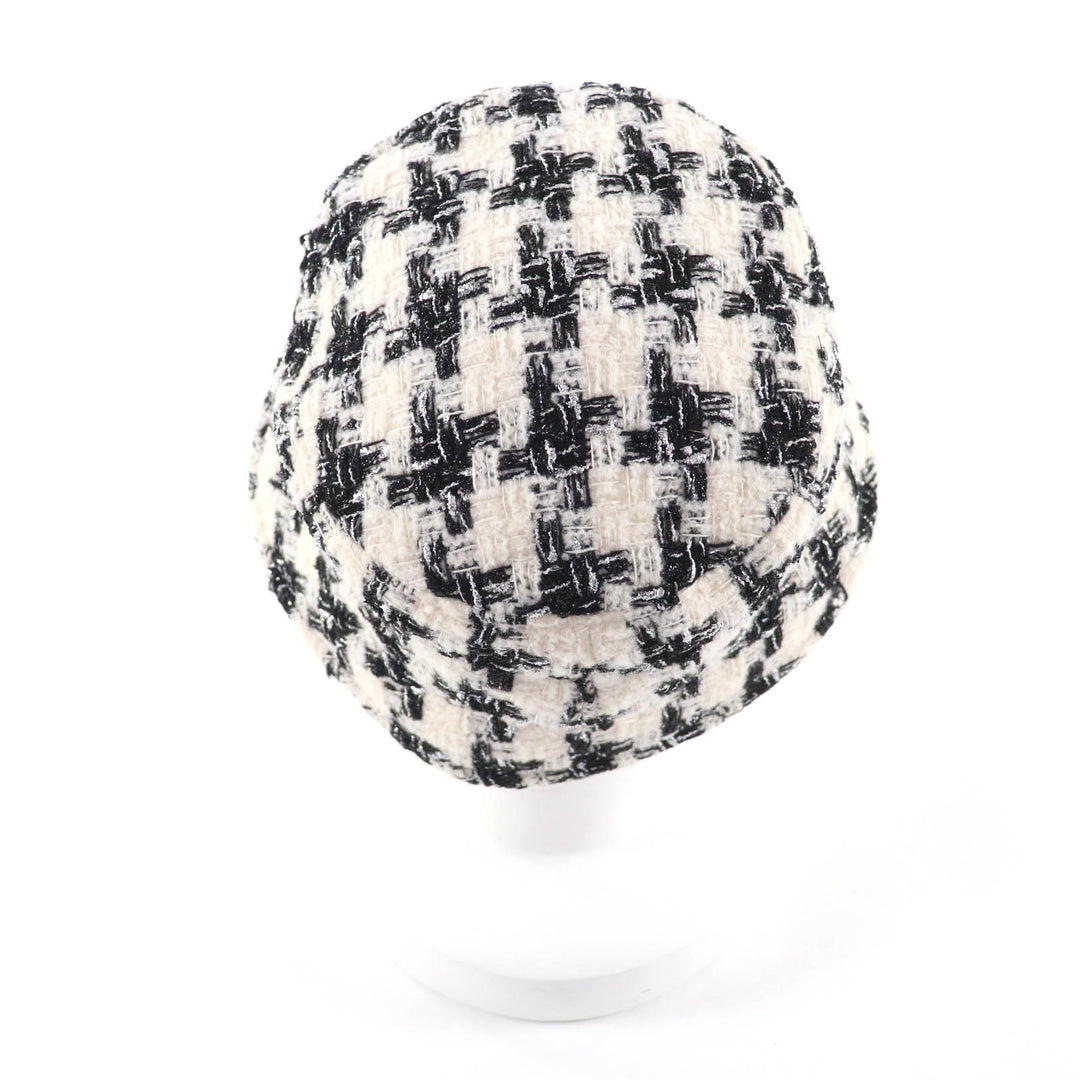 Excellent CHANEL hat White black wool Women M 20B