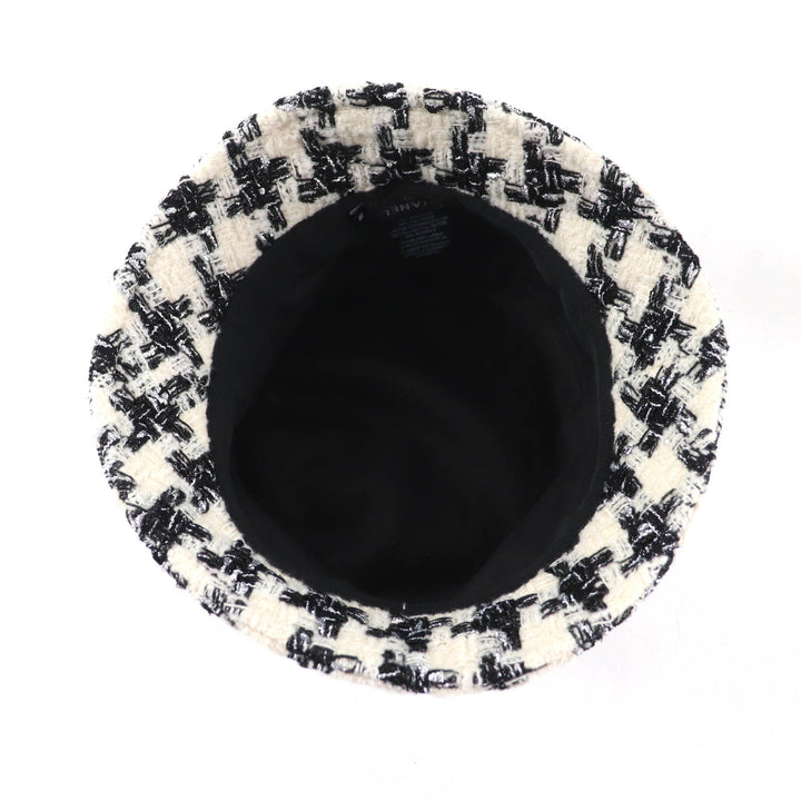 Excellent CHANEL hat White black wool Women M 20B