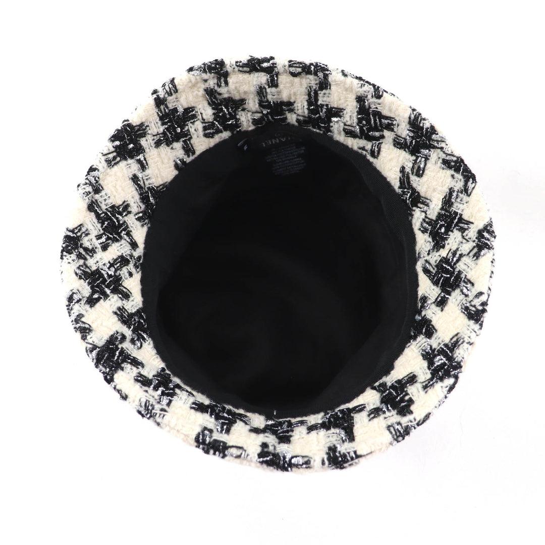 Excellent CHANEL hat White black wool Women M 20B