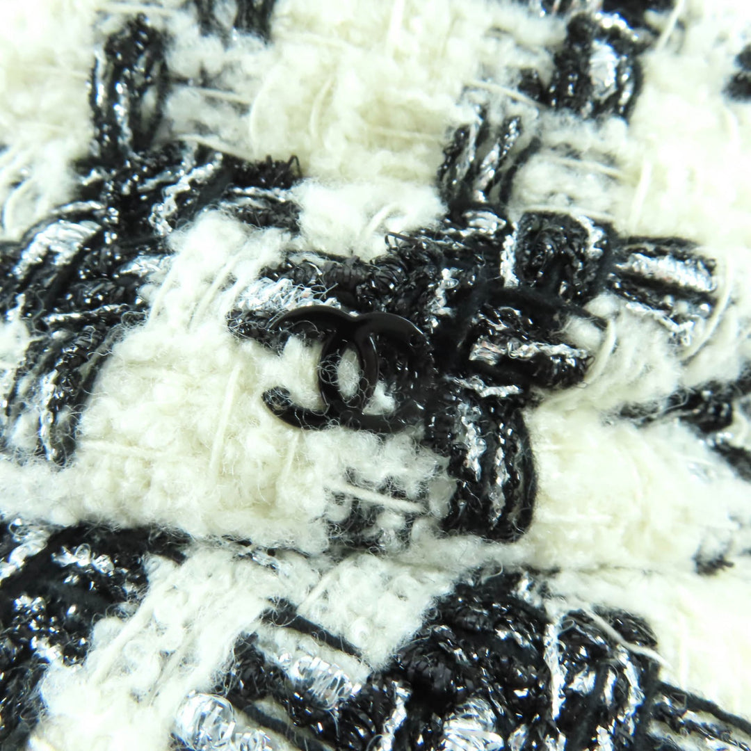 Excellent CHANEL hat White black wool Women M 20B