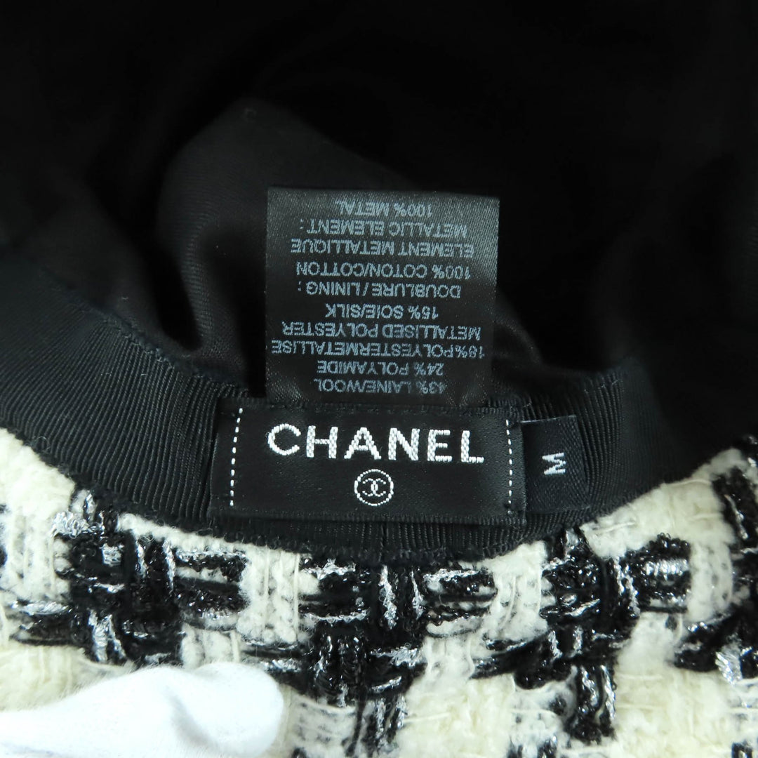 Excellent CHANEL hat White black wool Women M 20B