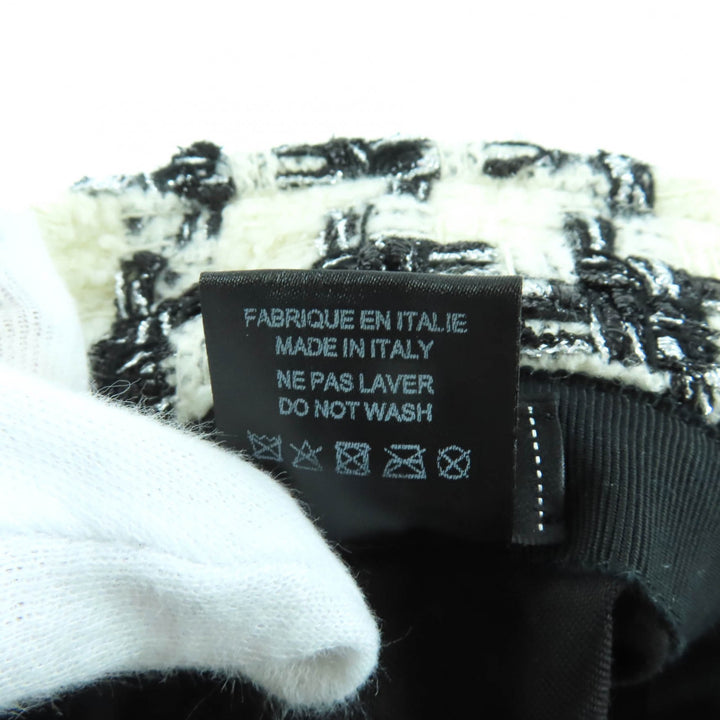 Excellent CHANEL hat White black wool Women M 20B