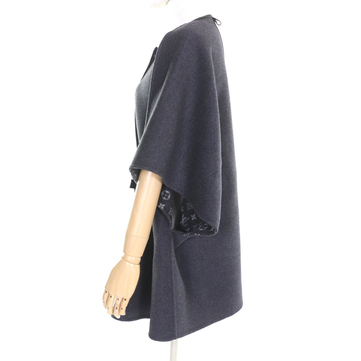Excellent LOUIS VUITTON coat Belted monogram placket Charcoal gray 34 FGC038QWE
