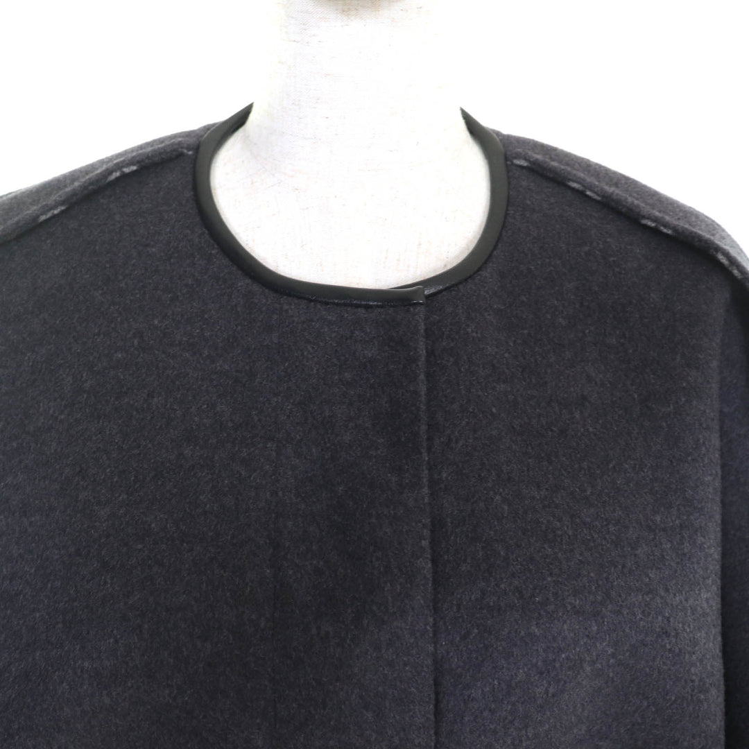 Excellent LOUIS VUITTON coat Belted monogram placket Charcoal gray 34 FGC038QWE