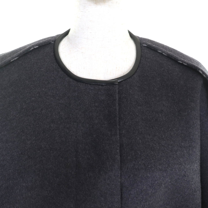 Excellent LOUIS VUITTON coat Belted monogram placket Charcoal gray 34 FGC038QWE