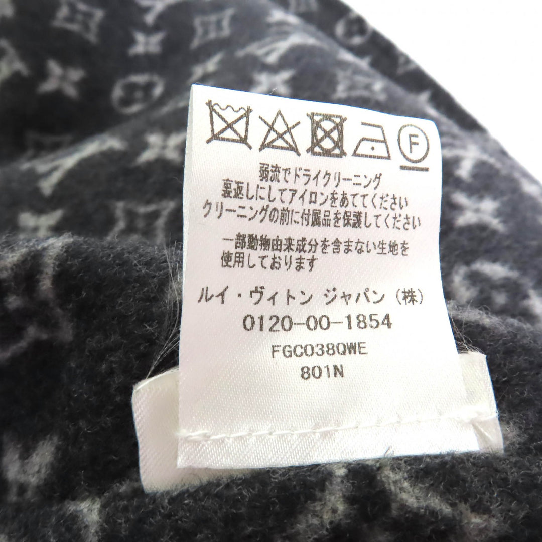 Excellent LOUIS VUITTON coat Belted monogram placket Charcoal gray 34 FGC038QWE