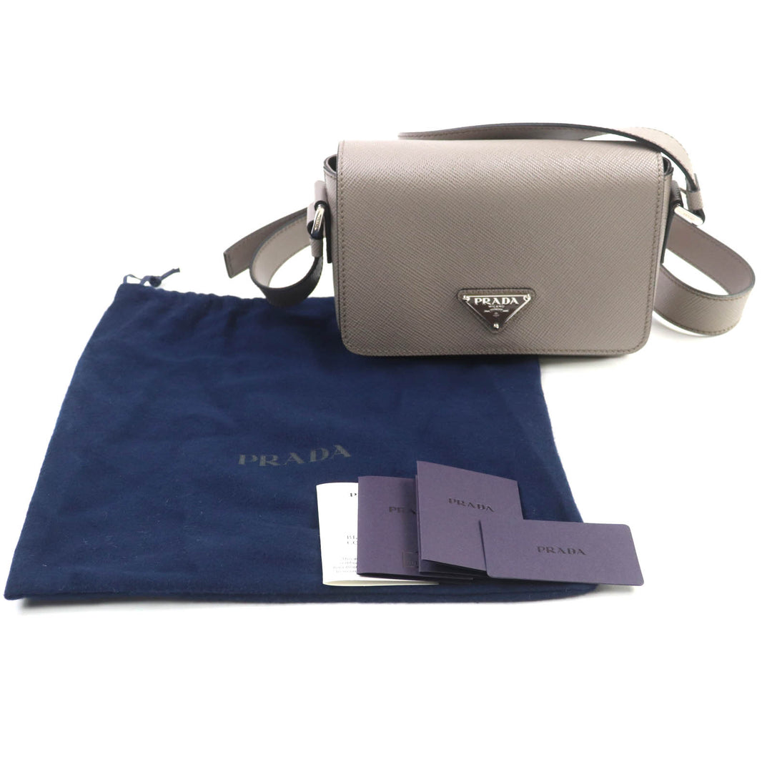 Excellent PRADA Shoulder Bag Triangle With logo Safiano leather Women 2VD065