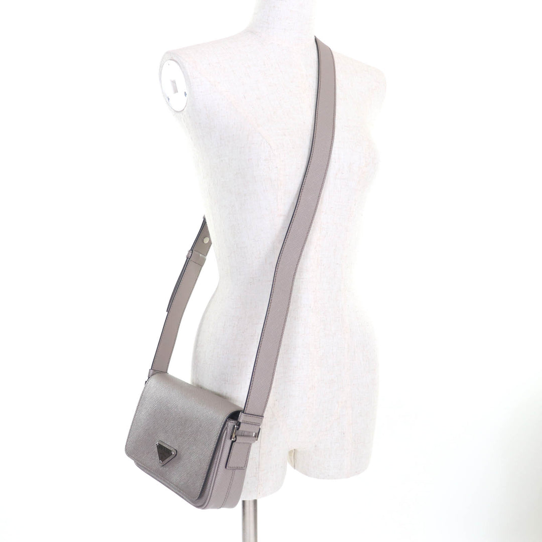 Excellent PRADA Shoulder Bag Triangle With logo Safiano leather Women 2VD065
