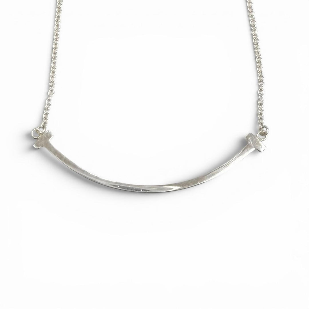 Great TIFFANY&Co. Necklace Smile Pendant Small Silver AG925 Women