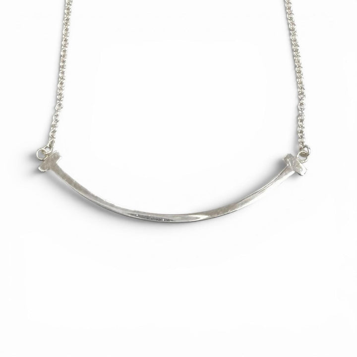 Great TIFFANY&Co. Necklace Smile Pendant Small Silver AG925 Women