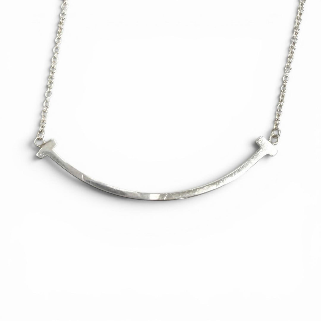 Great TIFFANY&Co. Necklace Smile Pendant Small Silver AG925 Women