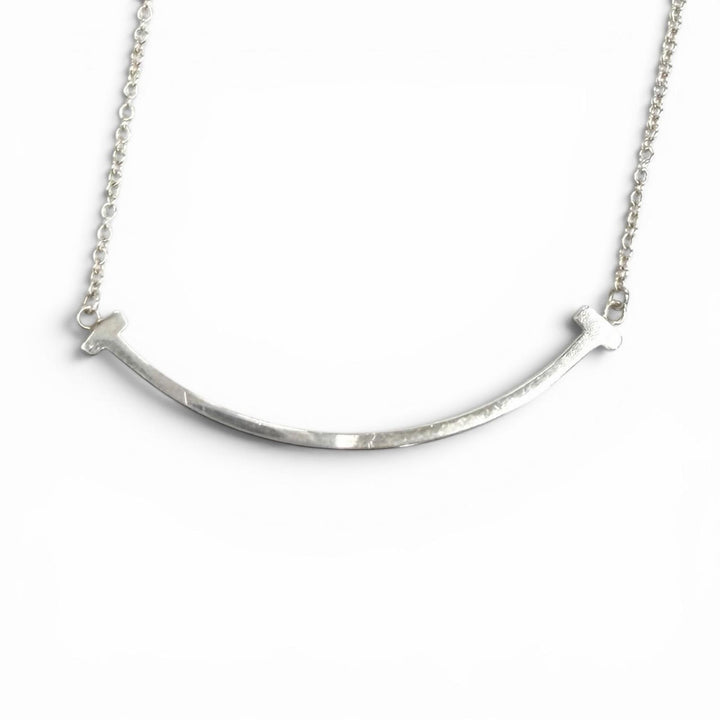 Great TIFFANY&Co. Necklace Smile Pendant Small Silver AG925 Women