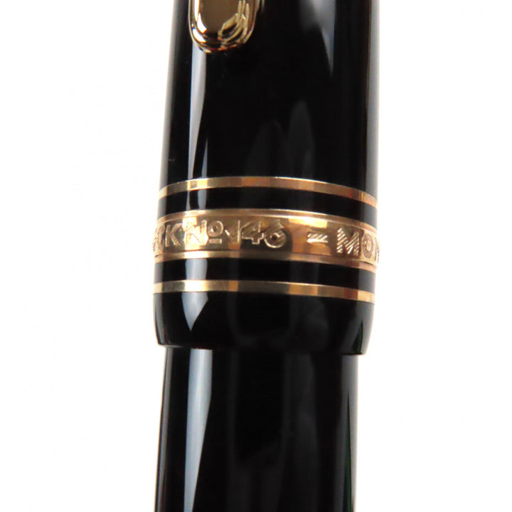 Excellent MONTBLANC fountain pen Meisterstck 146 white star Black gold 14K mens