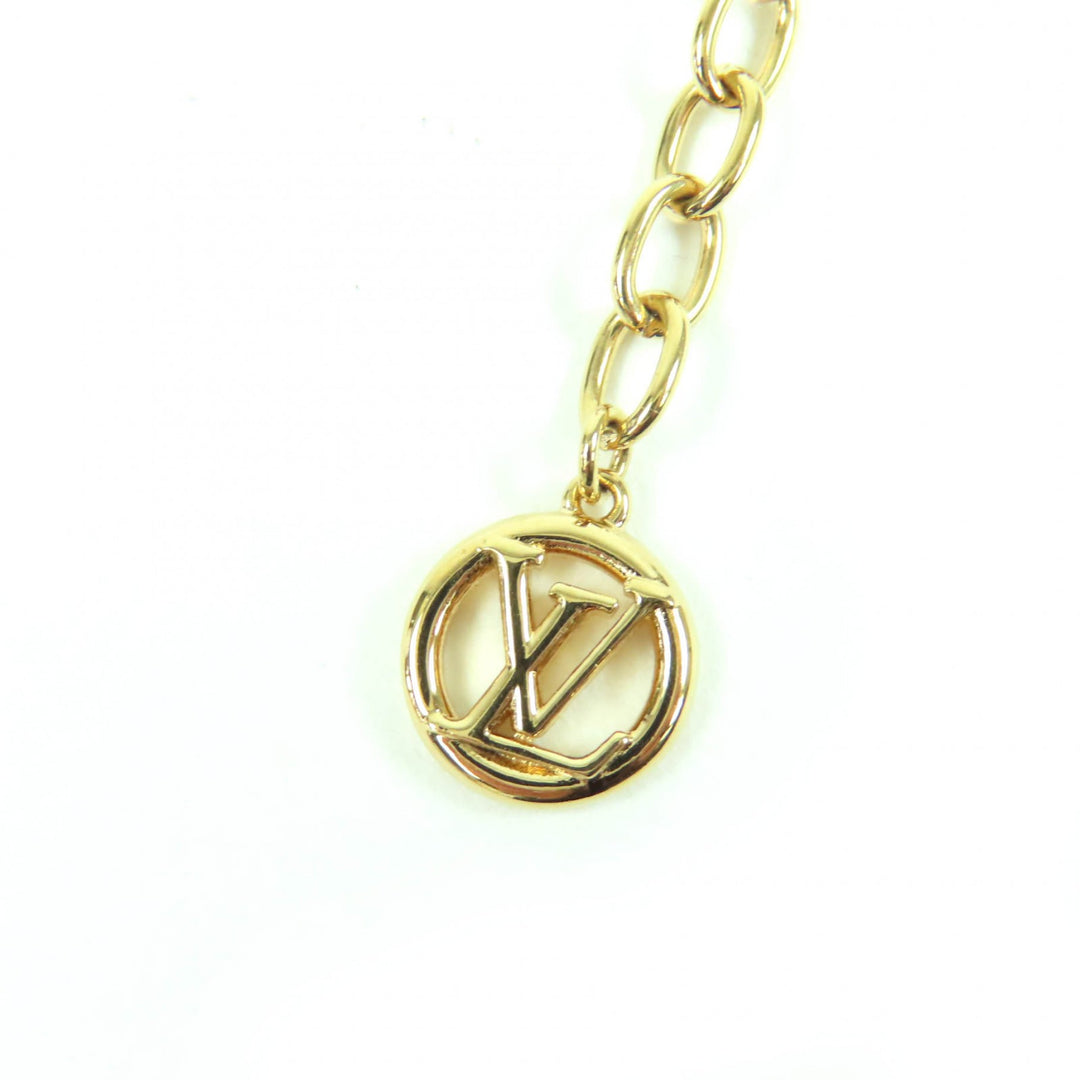 Excellent LOUIS VUITTON Necklace Necklace・My LV Heart Rhinestone gold Women M02389