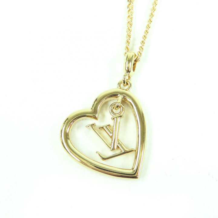 Excellent LOUIS VUITTON Necklace Necklace・My LV Heart Rhinestone gold Women M02389
