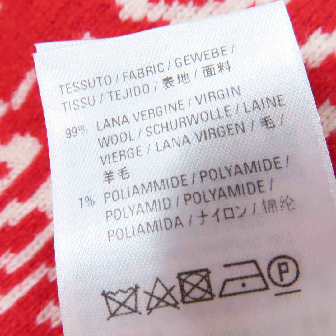 Great BALENCIAGA Scarf Large all-over logo shawl Red Ivory Virgin wool Women S