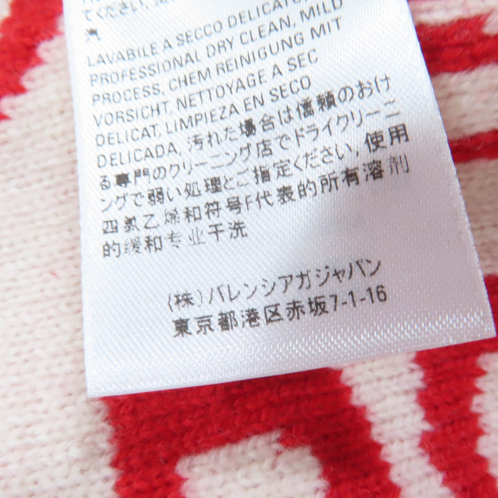 Great BALENCIAGA Scarf Large all-over logo shawl Red Ivory Virgin wool Women S