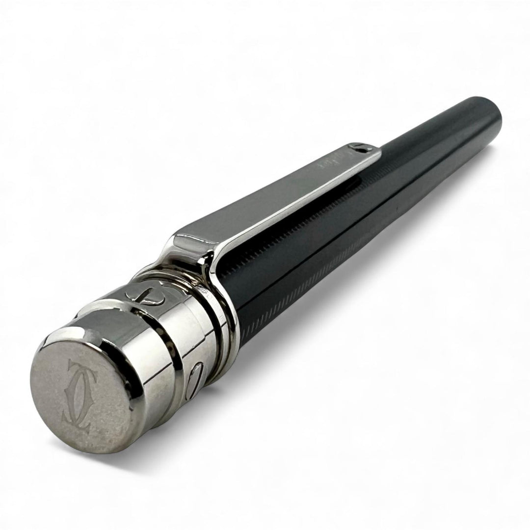 Very Good Cartier Ballpoint pen Santos Do Black Silver mens