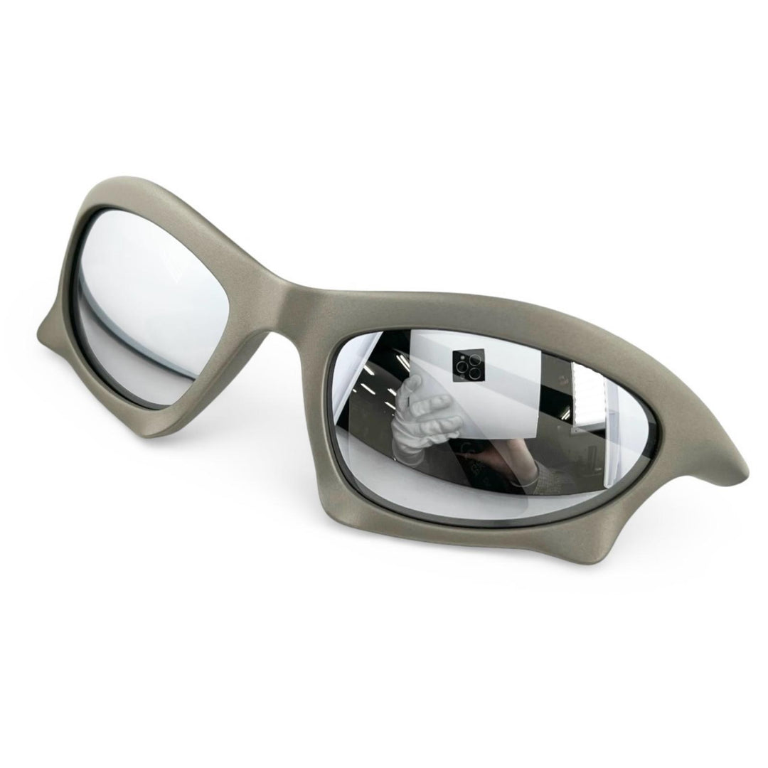 Excellent BALENCIAGA sunglasses Mirrored Lens Metallic Khaki gray mens BB0229S