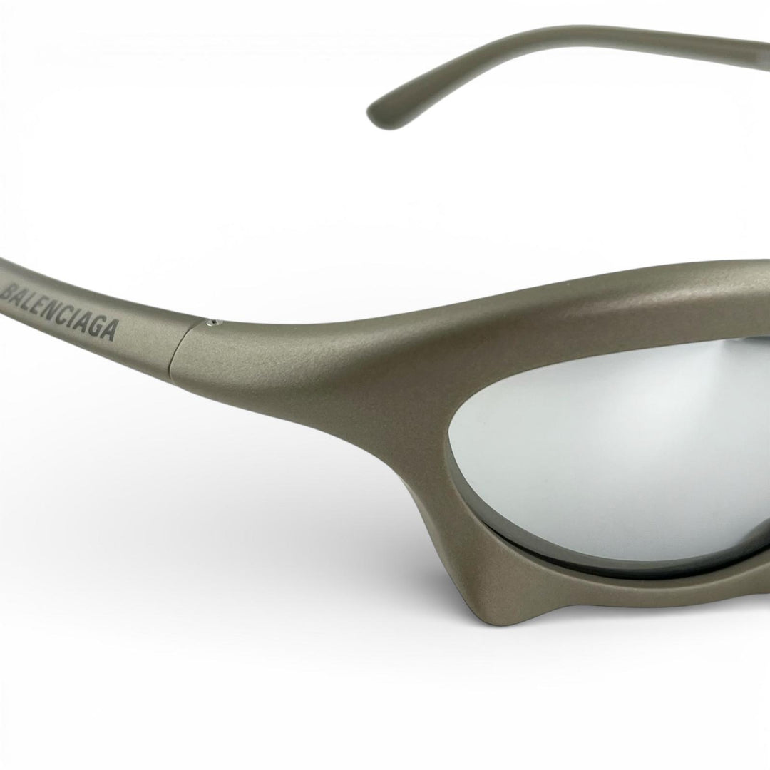Excellent BALENCIAGA sunglasses Mirrored Lens Metallic Khaki gray mens BB0229S