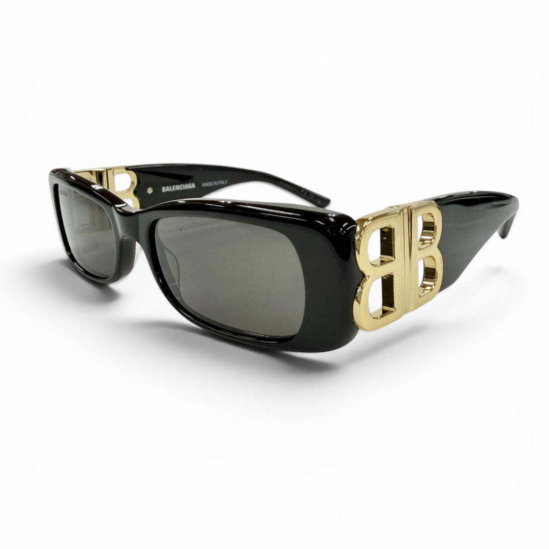 Very Good BALENCIAGA sunglasses Dynasty Rectangle BB logo black Gold BB0096S