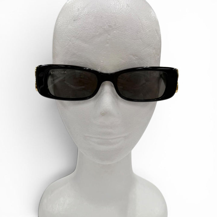 Very Good BALENCIAGA sunglasses Dynasty Rectangle BB logo black Gold BB0096S
