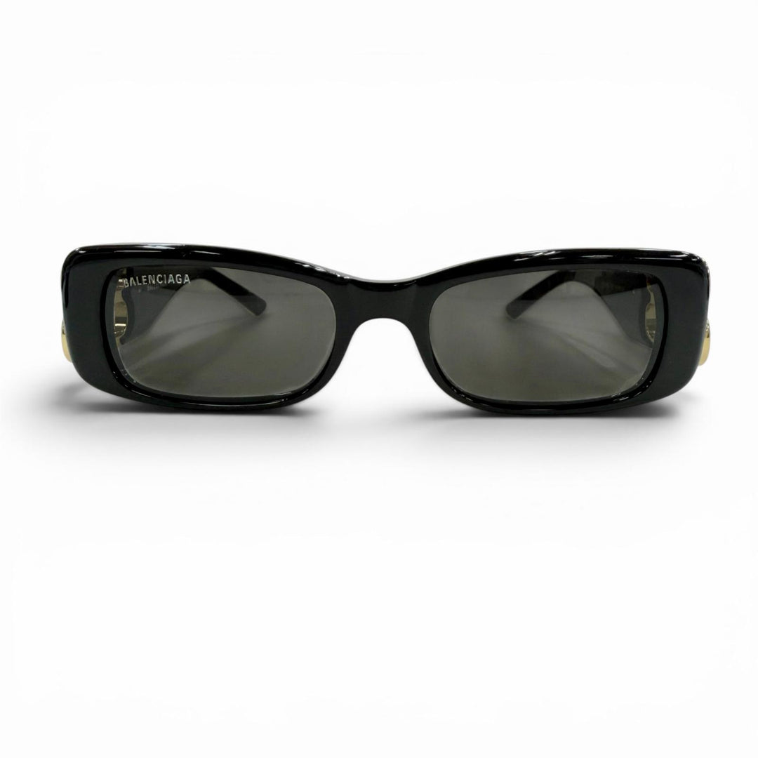 Very Good BALENCIAGA sunglasses Dynasty Rectangle BB logo black Gold BB0096S