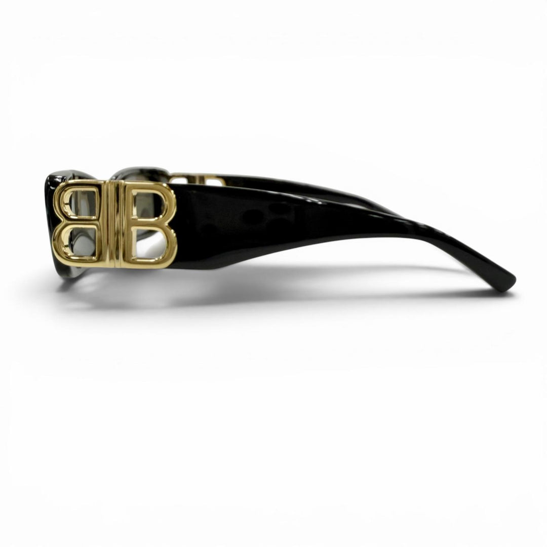 Very Good BALENCIAGA sunglasses Dynasty Rectangle BB logo black Gold BB0096S