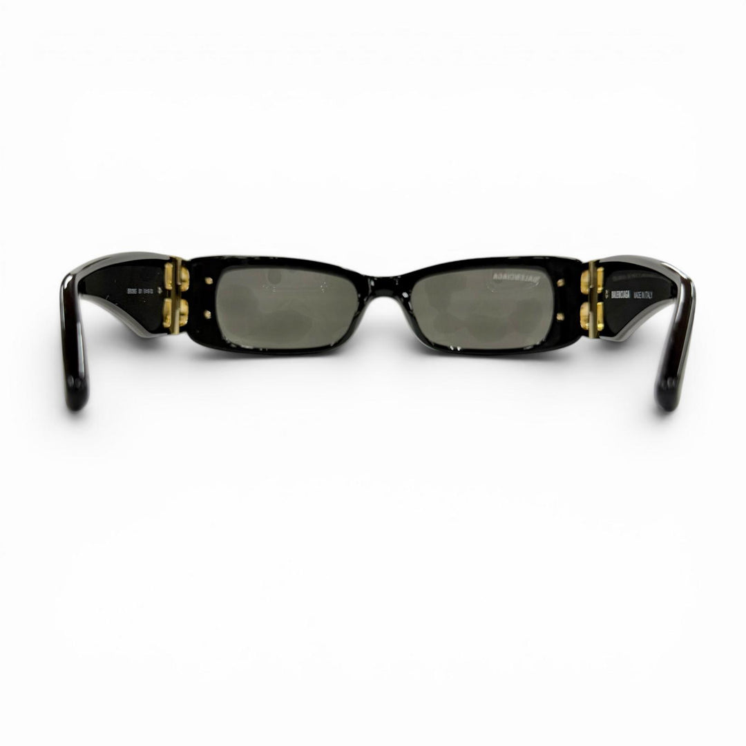 Very Good BALENCIAGA sunglasses Dynasty Rectangle BB logo black Gold BB0096S