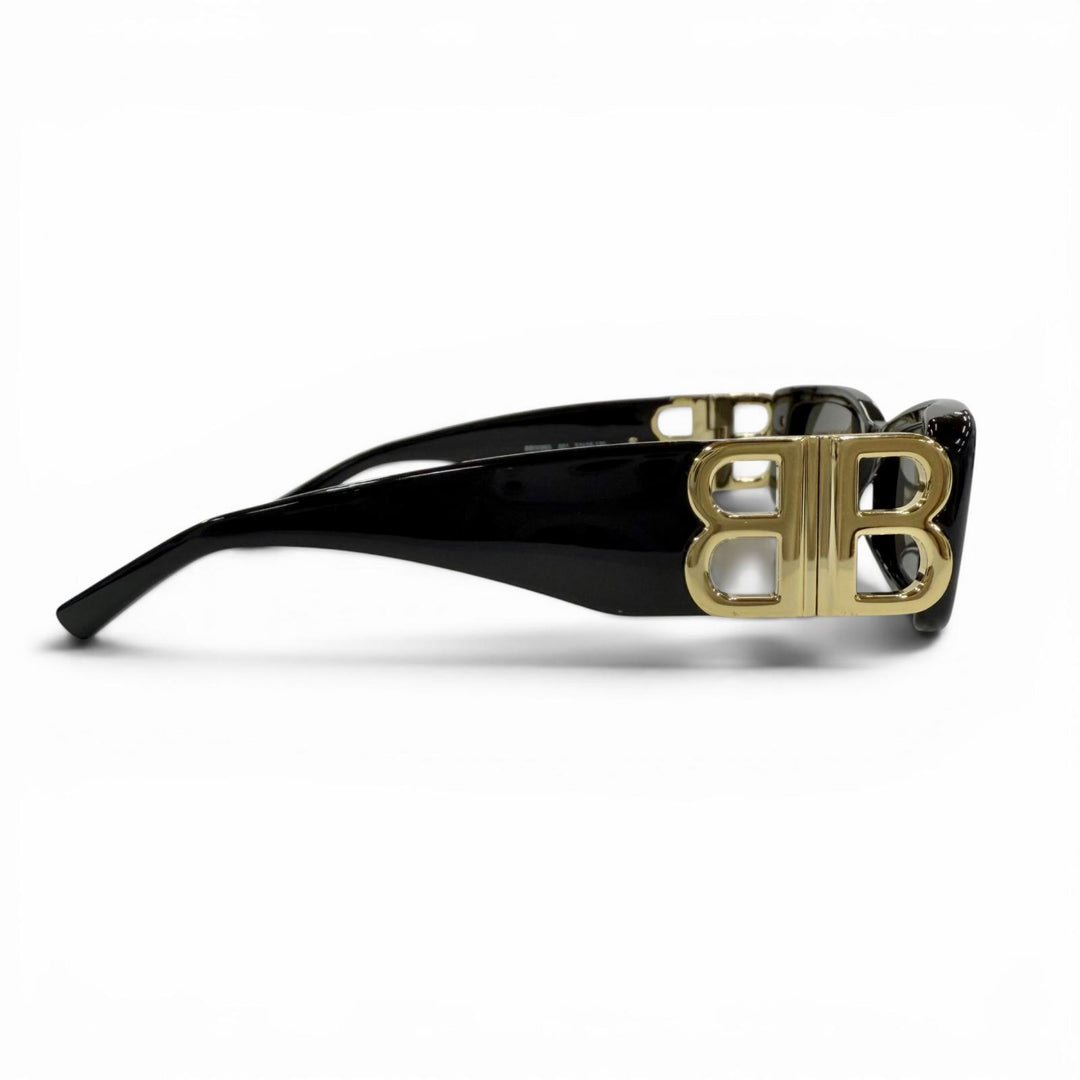 Very Good BALENCIAGA sunglasses Dynasty Rectangle BB logo black Gold BB0096S
