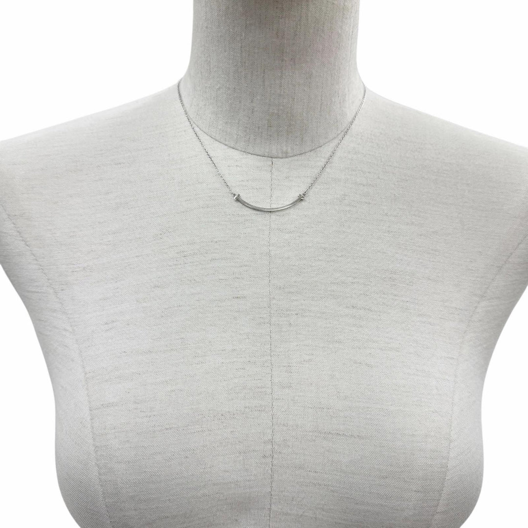 Great TIFFANY&Co. Necklace T Smile Pendant Small Silver AG925 Women