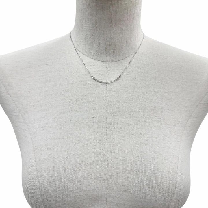 Great TIFFANY&Co. Necklace T Smile Pendant Small Silver AG925 Women