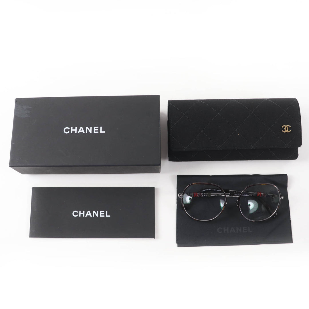 Excellent CHANEL Glasses With logo Clear brown (marble) metal Women 2213