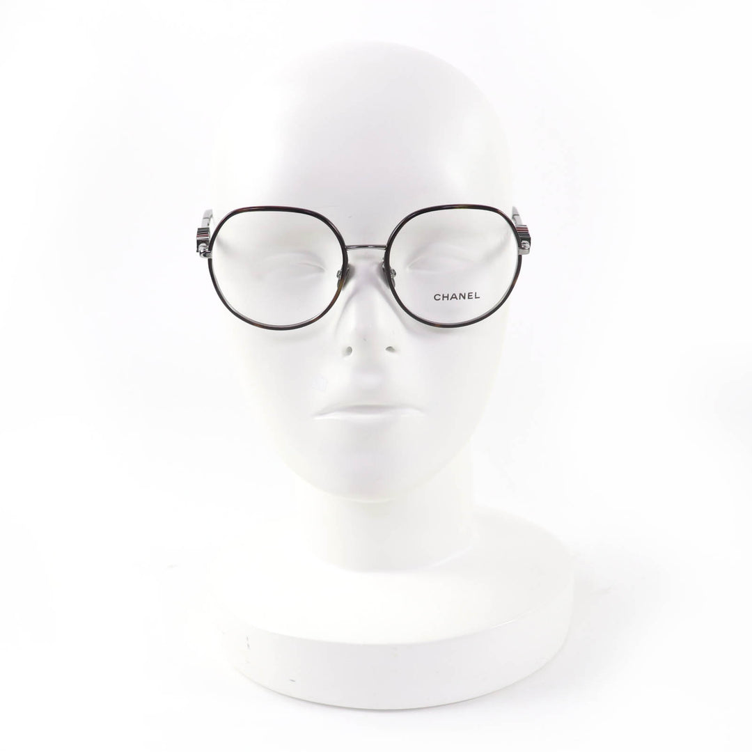 Excellent CHANEL Glasses With logo Clear brown (marble) metal Women 2213