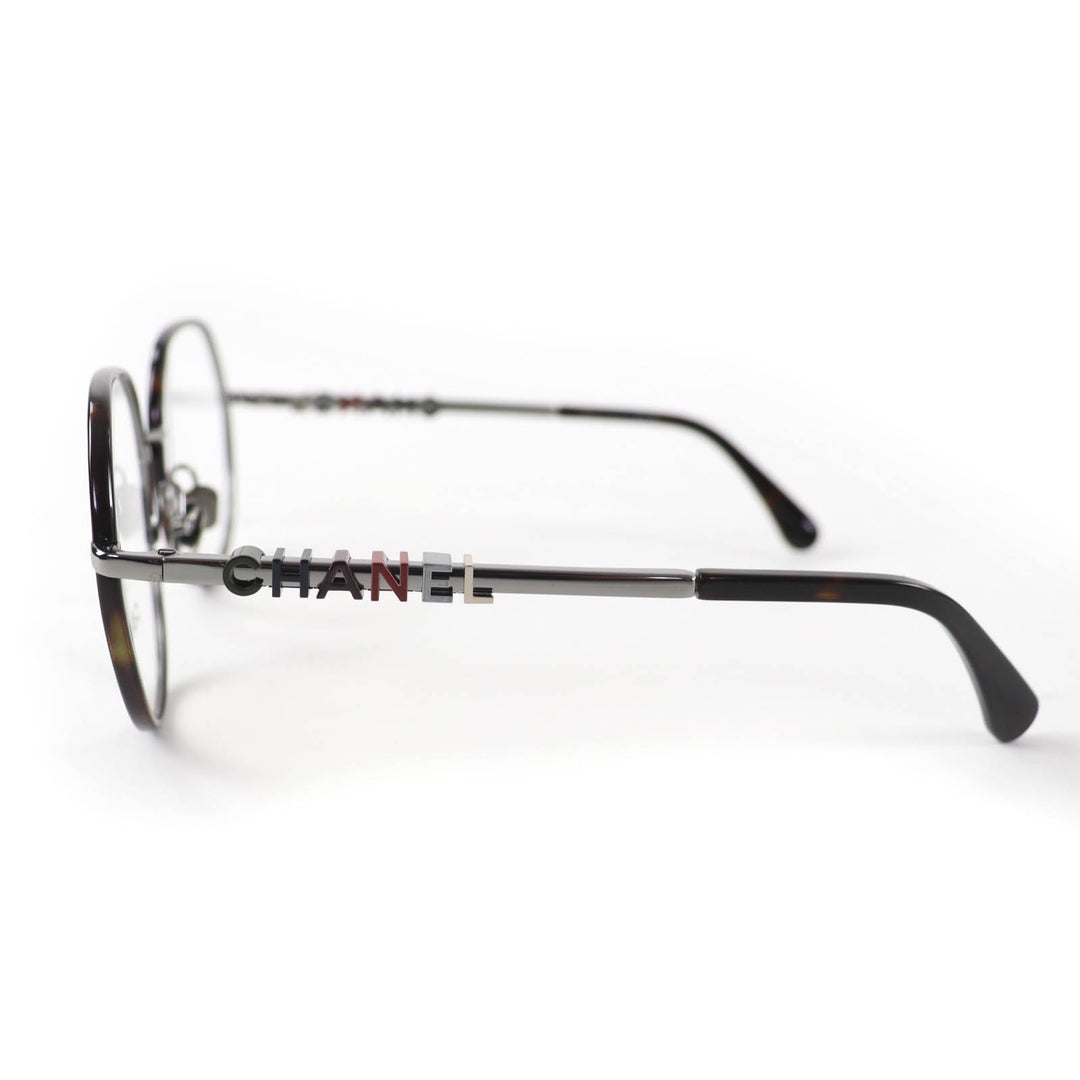 Excellent CHANEL Glasses With logo Clear brown (marble) metal Women 2213
