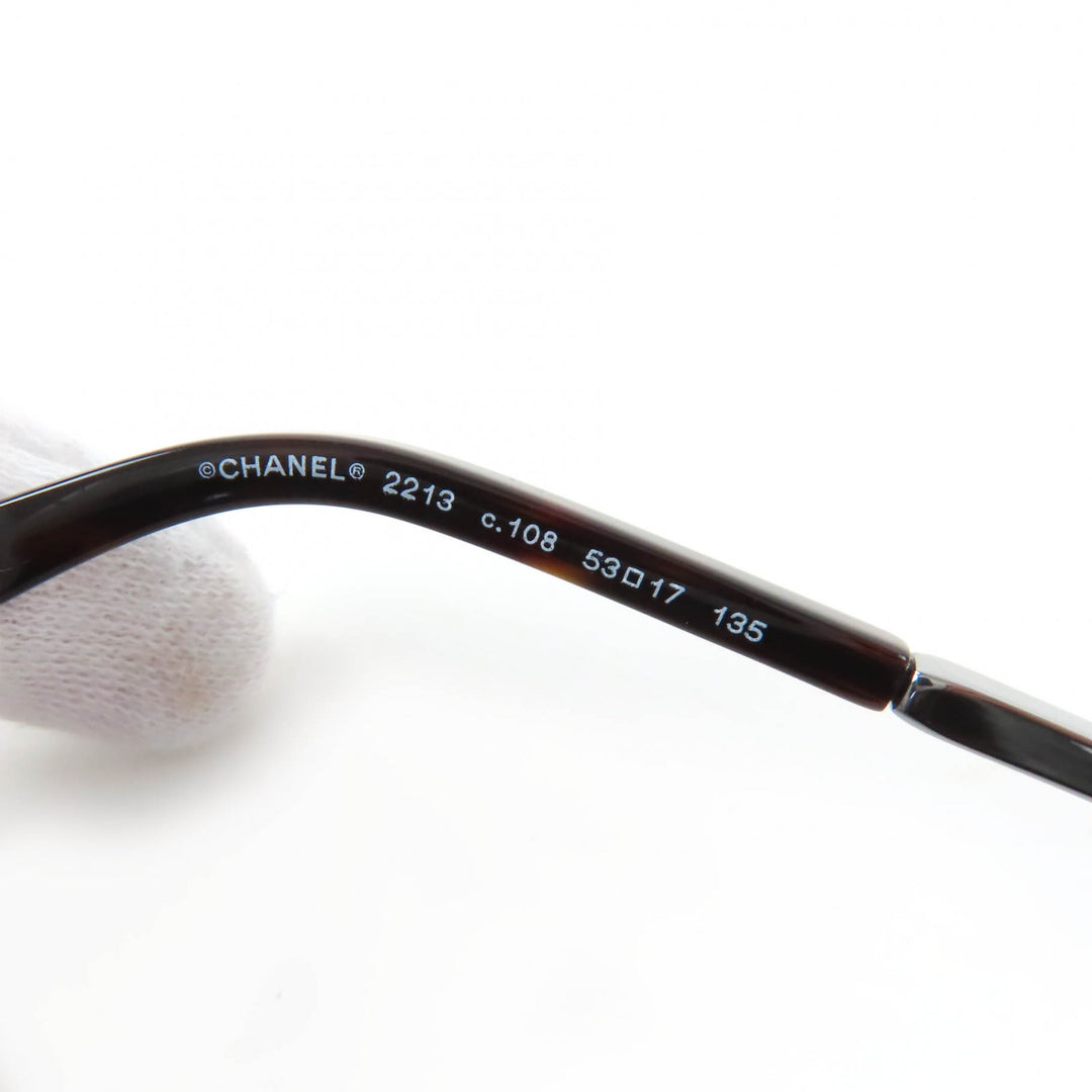 Excellent CHANEL Glasses With logo Clear brown (marble) metal Women 2213
