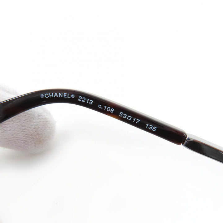 Excellent CHANEL Glasses With logo Clear brown (marble) metal Women 2213