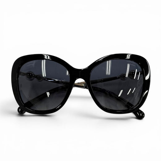 Very Good CHANEL sunglasses COCO Mark Eco Pearl Square Shape black 5339-H-A